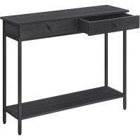 Consola 2 Cajones Marco Acero Estable para Pasillo Dormitorio Salón Estilo Industrial Gris Carbón y Negro Tinta LNT015B07 - details 0