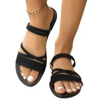 Zapatillas lisas de cuero PU suave para mujer, sandalias planas con correa cruzada Simple, zapatos antideslizantes para la playa, zapatillas de playa - details 5