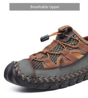 Sandalias de cuero para hombre, calzado deportivo ligero, antideslizante, transpirable, para playa y exteriores, Verano - details 6