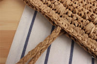 Bolso de mano de ocio étnico francés, hombro tejido Vertical, Cuadrado de hierba de verano - details 9