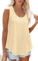BUNO-2025 Novedad de verano, camisas para mujer, cuello redondo, sin mangas, Color sólido, camisetas sin mangas informales holgadas, blusas blancas para fiesta en la playa, camisas para mujer - details 30