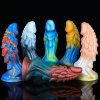 Silicona líquida de colores mezclados, gran simulación con forma irregular, tapón anal vestibular, pene falso para productos de mujer - details 3