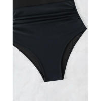 Bañador negro de una pieza para mujer, traje de baño de realce con Control de barriga, Tankini de una pieza - details 7