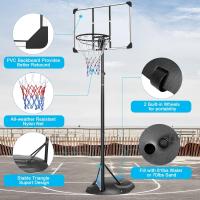 Baloncesto portátil de altura ajustable de 7 pies a 9 pies con tablero transparente de 32 pulgadas y ruedas para jóvenes adultos en interiores y exteriores, 230 cm-280 cm - details 3