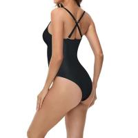 Traje de baño de una pieza acolchado vintage para mujer, elástico de corte alto con control de barriga, traje de baño con cuello cuadrado - details 24