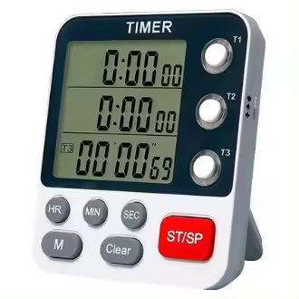 Temporizador de cocina digital dual, temporizador de 3 canales con cuenta ascendente/ descendente, temporizador de cocina, pantalla, alarma de volumen alto - 1