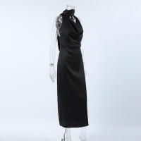 Vestido elegante de moda con cuello oscilante y cuello Halter, novedad de verano, vestido ceñido de satén con cintura ajustada - details 12