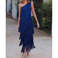 Vestidos asimétricos con flecos en los hombros, moda entre las mujeres - details 6