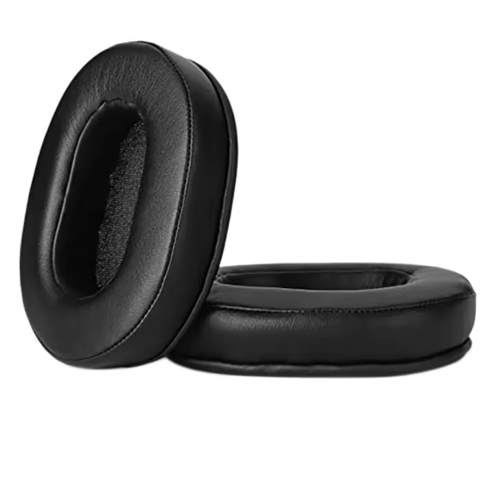 Almohadillas de espuma viscoelástica para los oídos, cubierta de repuesto para ATH M50X, compatible con Audio Technica M40X, M30X, M20, color negro - 1