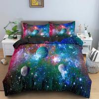 Juego de Ropa de Cama con Cubierta de Edredón 3D Universo Psicédelico con Cierre de Cremallera Comforter de Poliéster para Cama Doble Queen - details 7