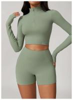 Conjunto de Yoga de Manga Larga Top de Correa Alta y Leggings Deportivos para Mujeres - details 6