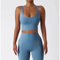 Sujetador deportivo cómodo y agradable para la piel con almohadilla para el pecho, camiseta sin mangas para mujer, gimnasio, Fitness, correr, Yoga, chaleco elástico, ropa interior para mujer - details 10