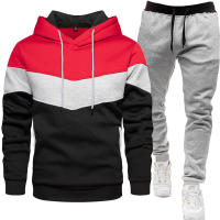 Sudadera de tres colores para hombre, traje deportivo informal de moda, Top con capucha de empalme, pantalones, traje de dos piezas, primavera y otoño - details 12