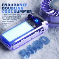 Ventilador plegable de mano de 100 niveles de velocidad, Mini ventiladores de refrigeración plegables con pantalla Digital, batería de 24H, ventilador de aire acondicionado de 3600mAh - details 4