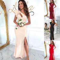 Elegante Vestido Largo de Noche Unicolor con Abertura, Detalles Bohemios, Tejido Elegante y Vaporoso Ideal para Bodas y Fiestas - details 1