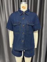 Conjunto Casual de Manga Corta y Shorts de Denim para Mujer Primavera-Verano Moda Suelta y Cómoda - details 8
