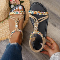 Sandalias versátiles informales de estilo bohemio redondas planas nuevas de verano para mujer - details 2