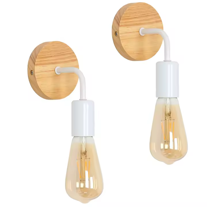 Goeco Luces de Pared de Madera Diseño Moderno Blanco Eficiencia de Energía - 1