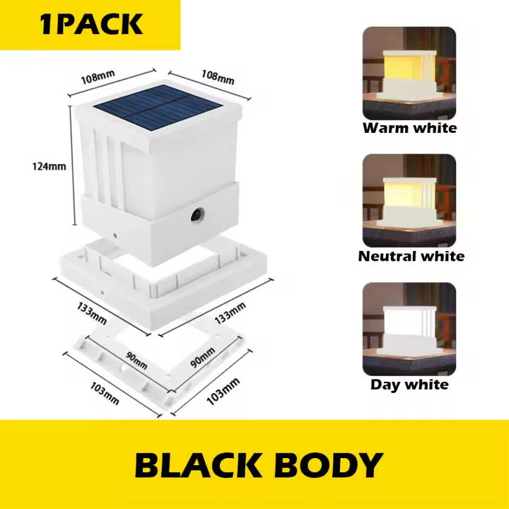 Luz de Poste Solar Moderna RXUNS Lámpara de Columna de Patio Impermeable IP65 Brillo de 300lm - 1