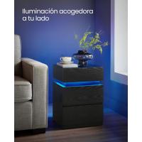 Mesita de Noche con Tira de Luz LED Multicolor Variable, 3 Cajones, Mesa Auxiliar, Estilo Moderno, 35 x 40 x 55 cm, Negro Efecto Madera LET0830B01 - details 8