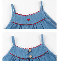 Vestido de mezclilla azul para niña, ropa de algodón sin mangas, informal para playa, Verano - details 4