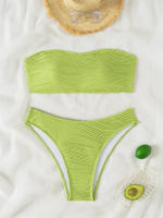 Bikini con Top de tubo para mujer, traje de baño con cordones sólidos, conjunto de Bikini Sexy con Tanga, ropa de playa de verano - details 10