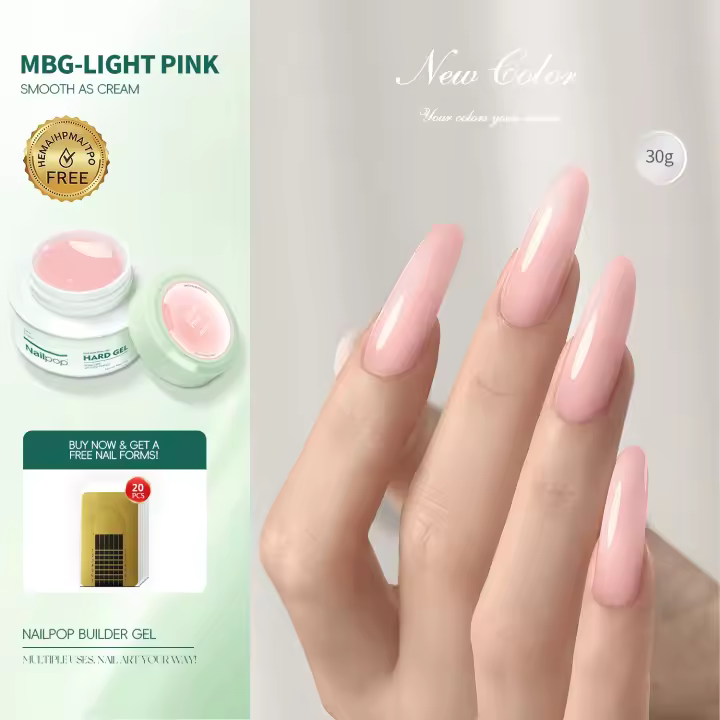 Gel constructor Nailpop HEMA-FREE de 30g para extensión de uñas, color lechoso suave transparente/rosa, de larga duración, de construcción rápida, removible en remojo, gel UV para uñas. - 1