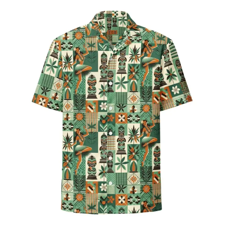 Camisa hawaiana vintage para hombre con estampado gráfico Maya, pantalón corto informal de verano, ropa de gran tamaño, camisas de solapa - 1
