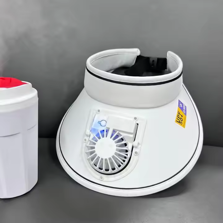 Sombrero de protección solar para exteriores, moderno, de verano, con ala grande, ventilador, carga USB, visera solar para hombres y mujeres - 1