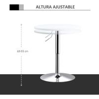Mesa de Bar Regulable en Altura con Base Redonda y Antideslizante para Cocina Comedor Ø60x69-93 cm Blanco - details 3