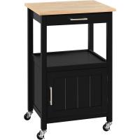 Carro de Cocina Carrito de Servicio con Ruedas Carro Auxiliar con Espacio de Almacenamiento Carro Cocina Comedor Hogar Negro - details 0