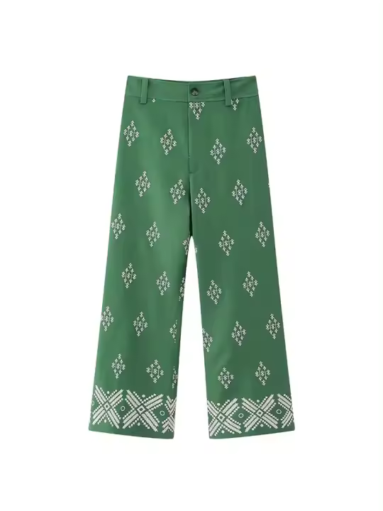 Pantalones de Lino Boho Vintage para Mujer Moda de Verano 2023 Pantalones Suaves con Bordado para Chicas - 1