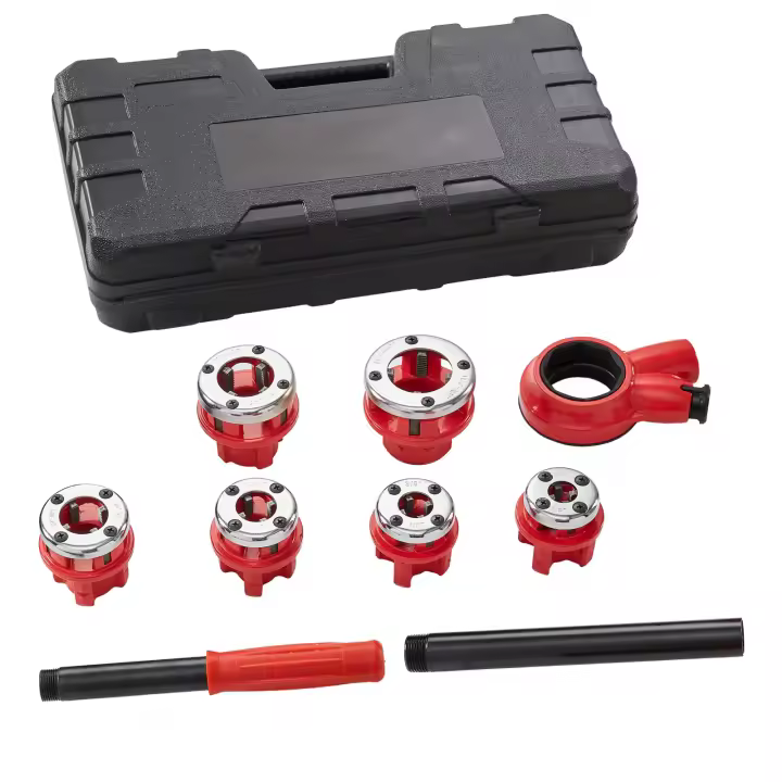SucceBuy Kit de enhebrador de tubos de trinquete, 1/4" a 1-1/4" NPT, herramienta de trinquete manual con 6 troqueles NPT, juego portátil con estuche de almacenamiento para tubos galvanizados, de aluminio, de hierro y de cobre - 1