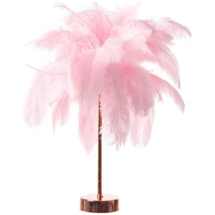 Lámparas de Mesa de plumas con Control remoto, lámpara de mesa de Plume rosa, luz nocturna - 1