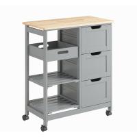 Carro de Almacenamiento Mueble Auxiliar Cocina Carrito de Servir con 3 Cajones 2 Estantes y 1 Bandeja Extraíble Negro - details 8