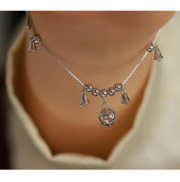 Pulsera de Palacio Estilo Chino de Plata Pura Diseño de Campana de Tobillo para Mujeres - details 9