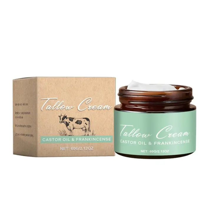 EELHOE hierba alimentada piel orgánica batida sebo de ternera incienso y aceite de ricino crema hidratante cara mano cuerpo 100% puro Natural - 1