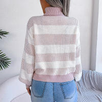 Suéter a rayas de manga farol para mujer, Jersey informal de punto con cuello alto, novedad de otoño e invierno, 2023 - details 18