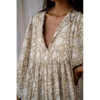 Vestido corto de vacaciones de playa de rayón informal suelto con lazo floral para mujer de moda de verano - details 115