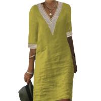 Vestido de verano de manga corta para mujer, vestidos casuales con cuello en V - details 7