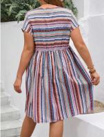 Vestido de moda 2024 con cuello en V, manga larga, estampado y lazo en la cintura para mujer - details 3