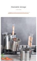 Embudo de acero inoxidable grueso, utensilios de cocina, mango de madera, colador de cesta para Pasta, cuchara colador de malla multifuncional para verduras - details 7