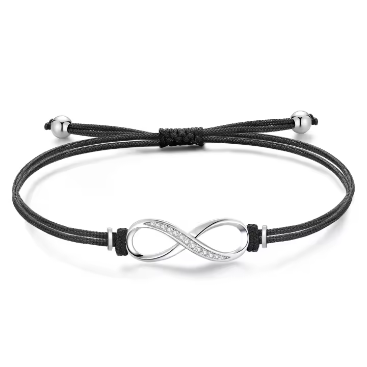Pulseras de Plata de Ley 925 with Circonia Cúbica 3A para Mujer, Pulsera de Cuerda Hecha a Mano, Regalos Originajustables, 16 + 3cm - 1