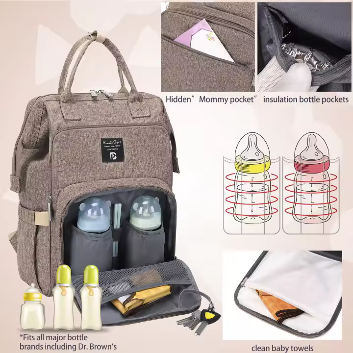 Mochila de Pañales Pomelo Best Tela Composita, Diseño Escocés, Bolsillo Utilidad, Llevabilidad, Lavado a Mano - 1