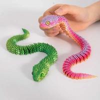 Figura de serpiente de simulación de articulación móvil impresa en 3D, adorno creativo de escritorio para el hogar y la Oficina, regalos artesanales de Año Nuevo - details 5