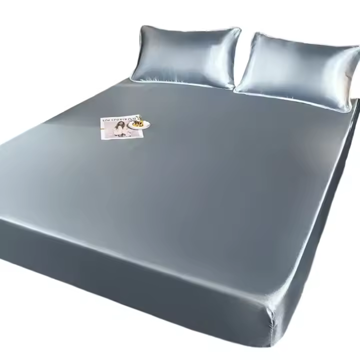 Sábana elástica lavable de satén WOSTAR protector de colchón suave para cama individual y doble hypoallergénica con patrón sencillo moderno lavable en máquina - 1