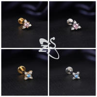 ZS 1 pieza de Color dorado, 16G, acero inoxidable, Labret, Piercing para labio, hombres y mujeres, cristal CZ, cartílago de oreja, Tragus, hélice, Piercings con parte trasera plana - details 7