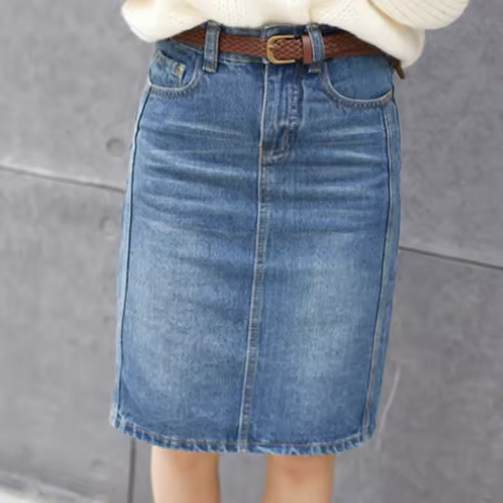 Falda Vaquera Mujer 2025 Primavera - Falda Tubo Ajustada con Abertura Trasera, Denim Elástico de Alta Calidad, Corte A-Line Mid-Length para Estilo Casual o Elegante - 1