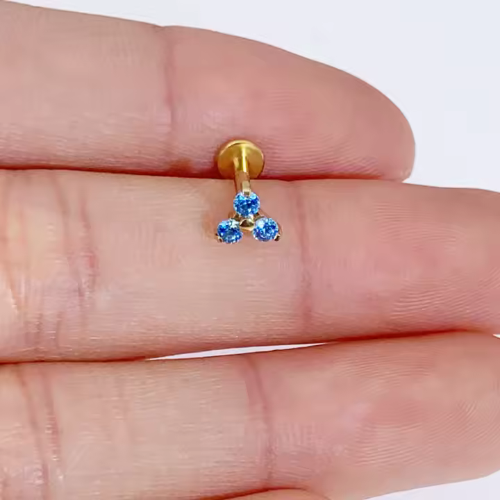 Pendientes de titanio G23 para mujer, Piercing Labret, flor de circón, Ópalo, 16G, F316, 2 piezas, nuevo, 2023 - 1