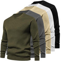 Suéter de punto para hombre, camiseta informal de manga larga con cuello redondo y ajuste holgado - details 3